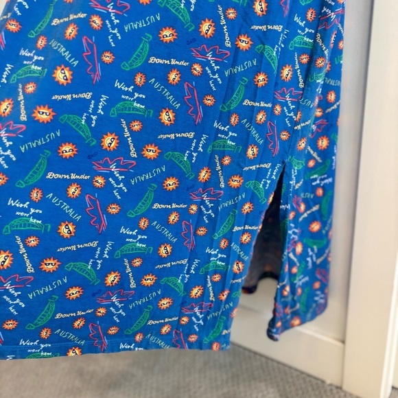 Australia 80's 90's Women's Short Sleeve Mumu Dress Vacation Down Under Boho OS - Picture 5 of 10